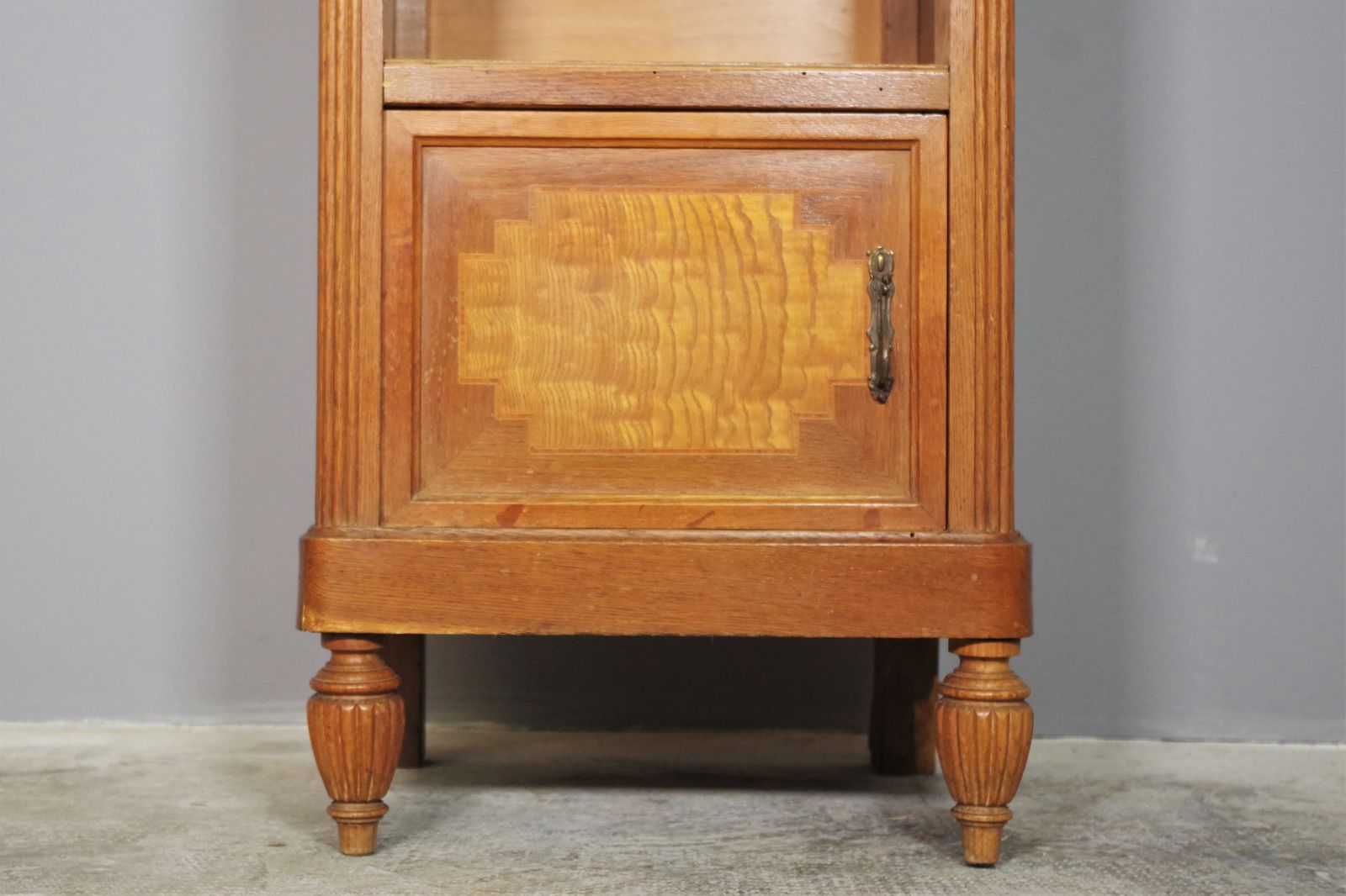 photo for sale Bedside Table Of The 40s / 50s In Cherry And Beech Wood, With Marble Top And Two Brass Handles.
