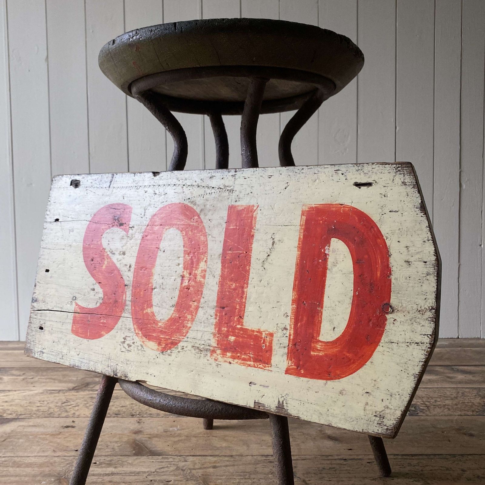 Vintage Wooden Sold Sign photo Home Decor