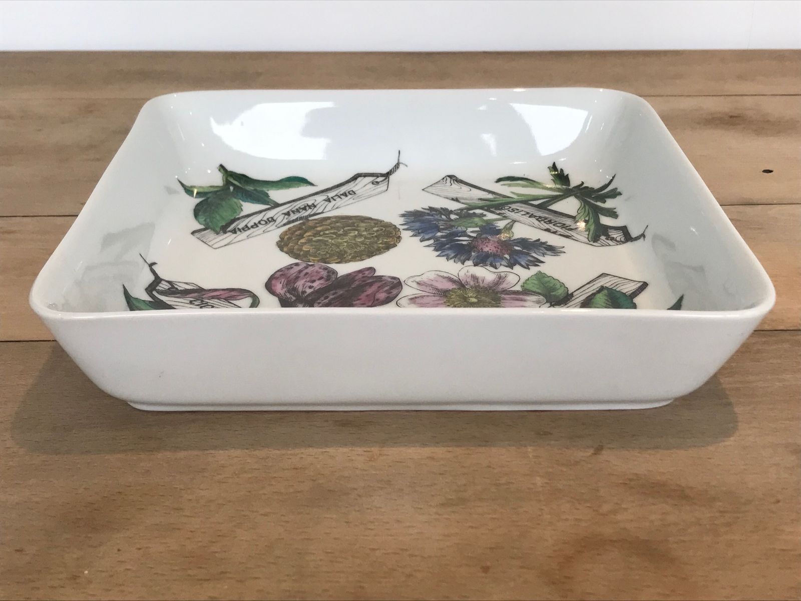 Super Rare Mid Century Modern Piero Fornasetti Botanica Pratica Porcelain Square Serving Bowl Or Dish photo buy
