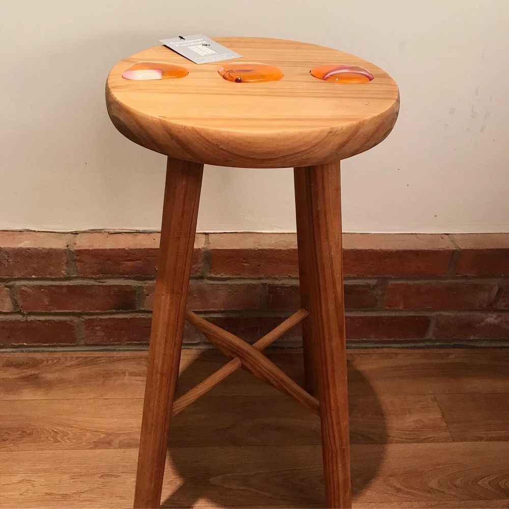 Stool  Accented With 3 Orange Glass 'Pebbles' photo 295.0