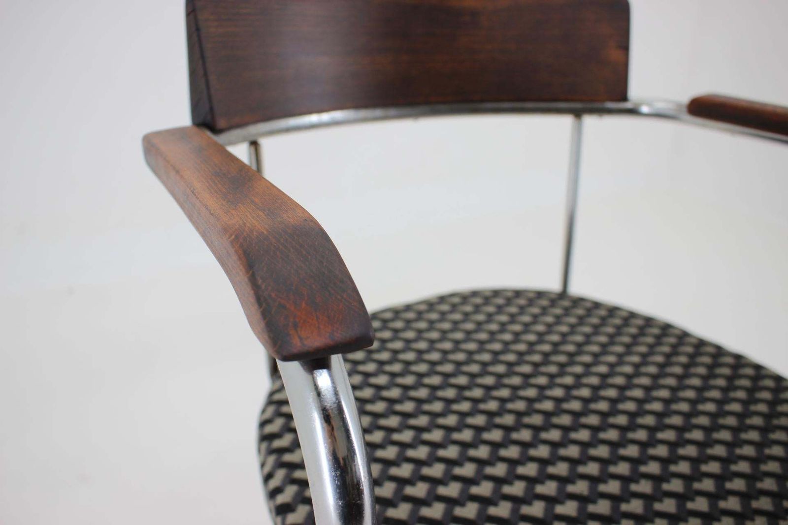 Bauhaus Tubular Steel Chrome Desk Chair 1930s / Czechoslovakia photo vinterior