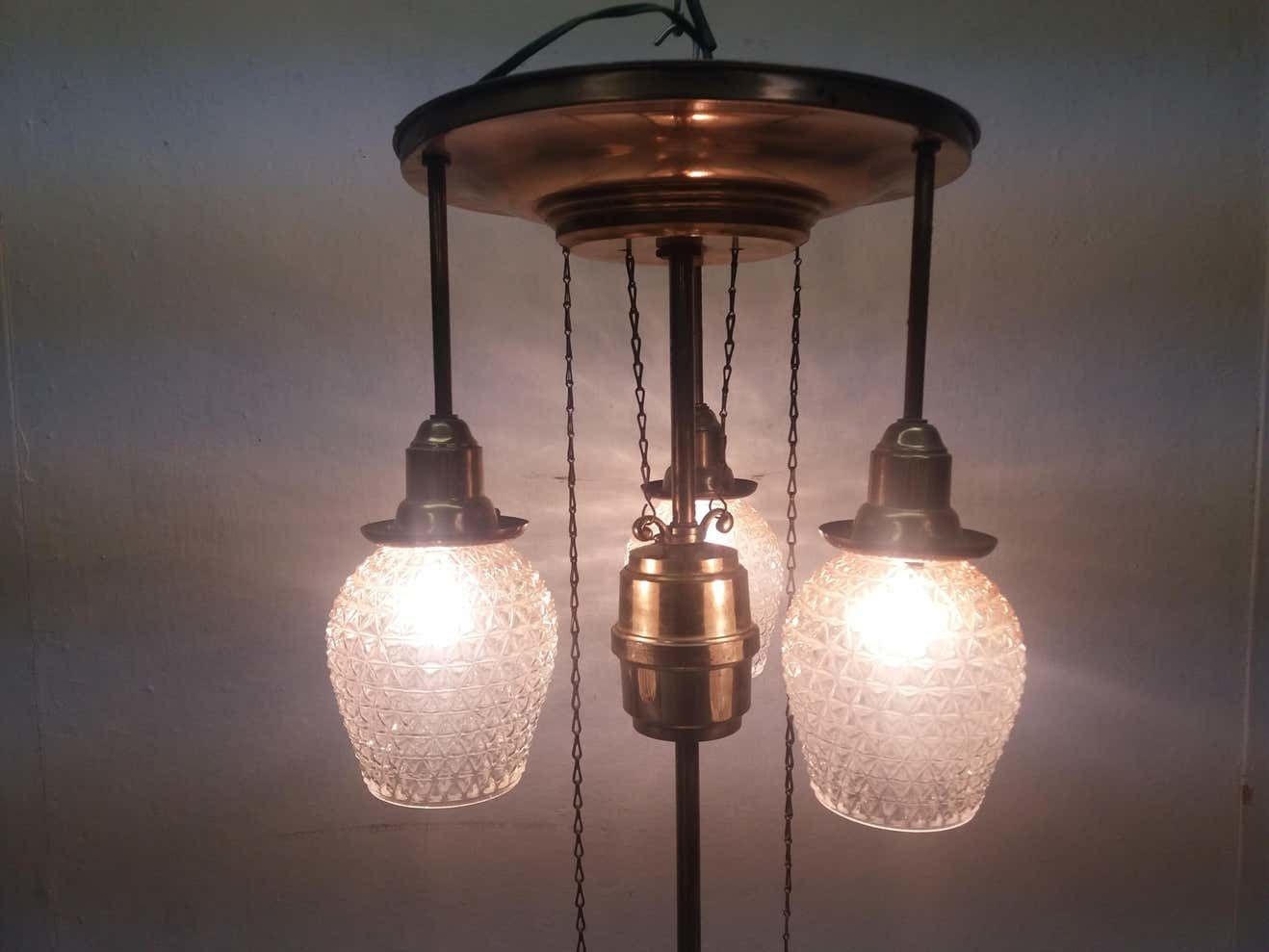 1910 Art Nouveau Pull Out Chandelier, Czechoslovakia photo Lighting