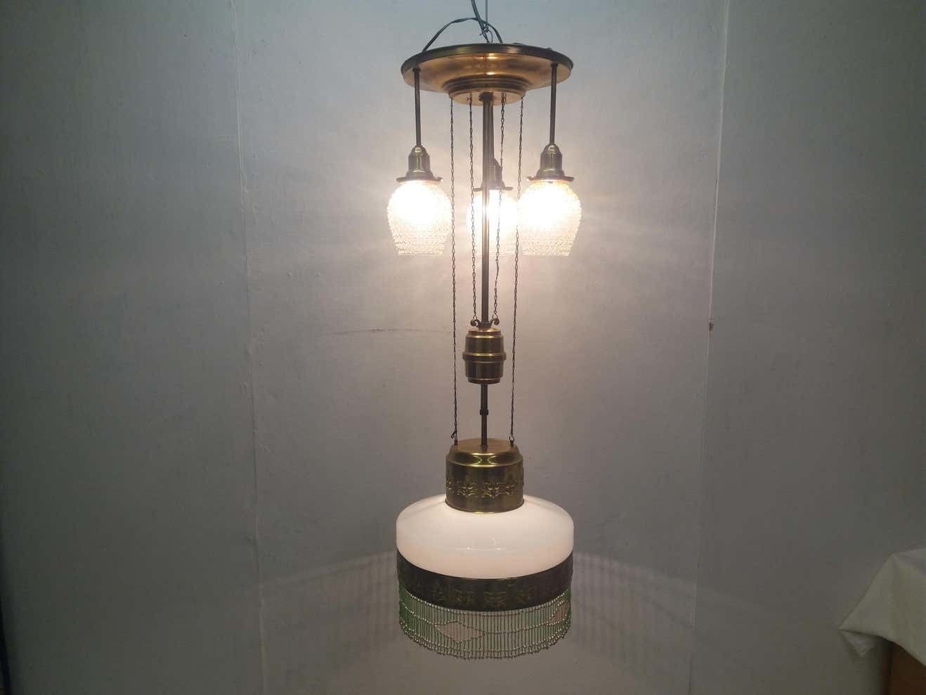 1910 Art Nouveau Pull Out Chandelier, Czechoslovakia photo buy