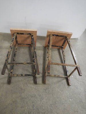 Iron Stools, 1950s, Vintage photo furniture