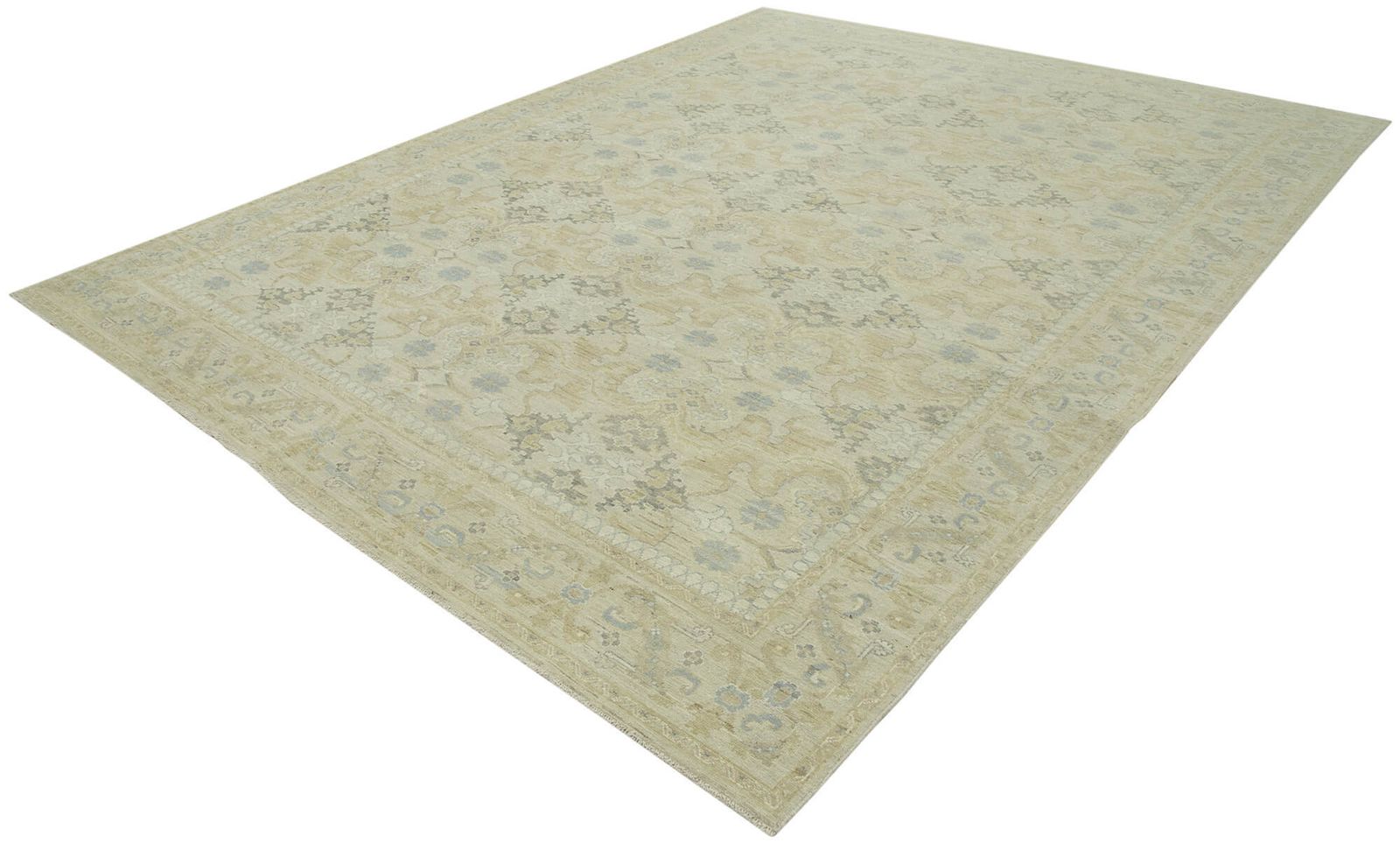 Oriental Hand Knotted 1970s 275 Cm X 353 Cm Beige Wool Oushak Area Rug photo for sale