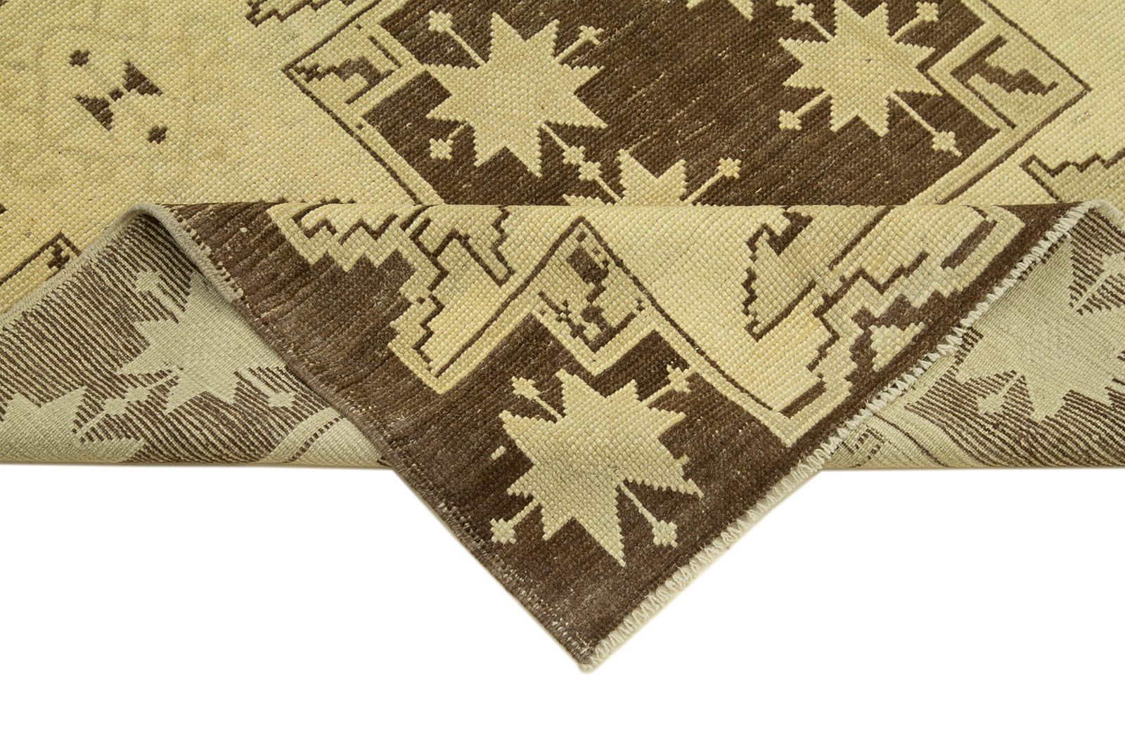 Turkish Hand Knotted 1950s 135 Cm X 236 Cm Beige/Brown Wool Vintage Area Rug photo vinterior