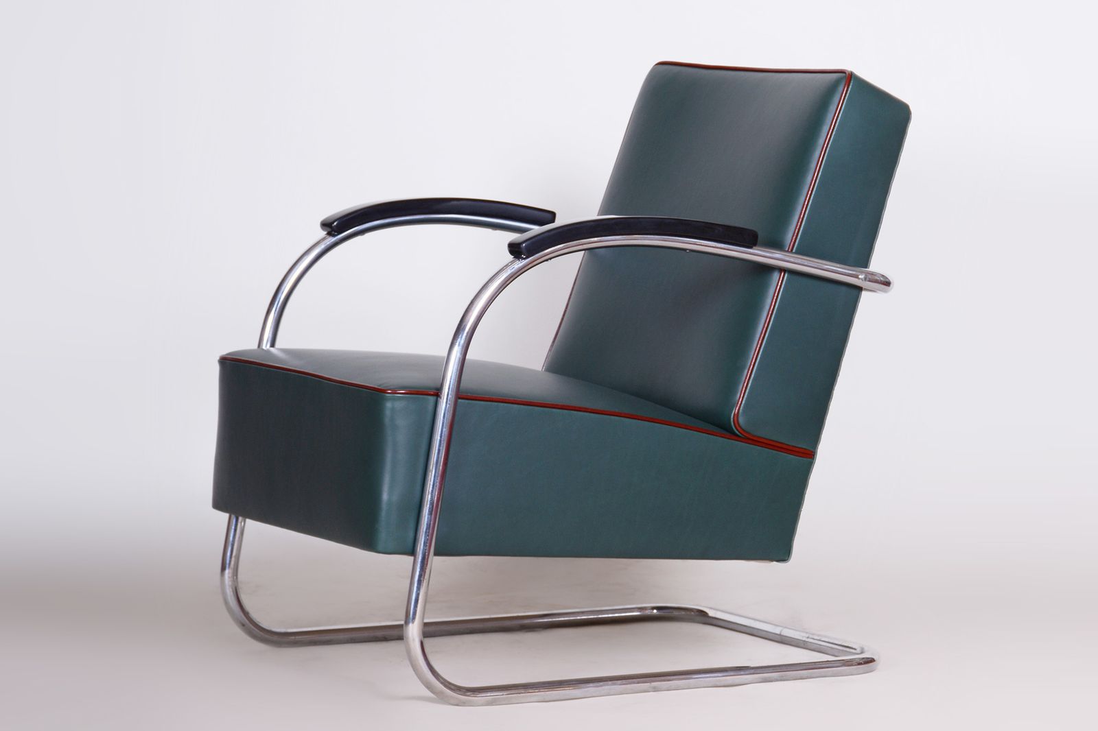 Pair Of Blue Bauhaus Armchairs Made By Mucke Melder In 1930s Czechia. photo vinterior