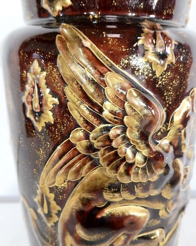 Pair Of Earthenware And Bronze Vases, By E. Gilles   2nd Half Of The 19th Century photo vintage