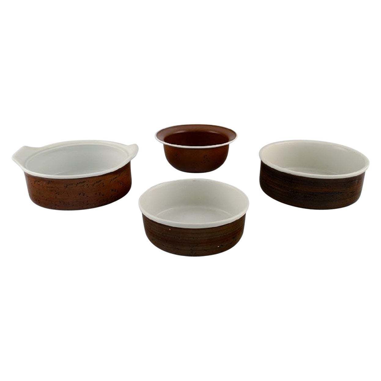 Stig Lindberg For Gustavsberg, Four Coq Bowls / Dishes In Glazed Stoneware