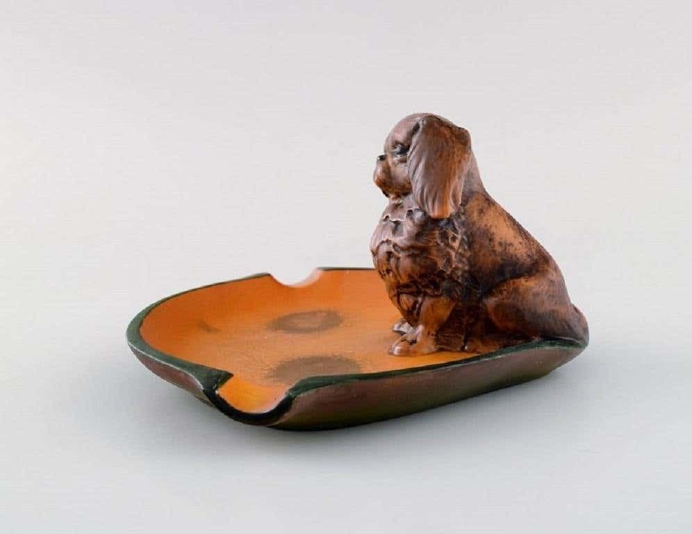 Ipsen's, Denmark, Bowl In Hand Painted Glazed Ceramics With Pekingese photo for sale