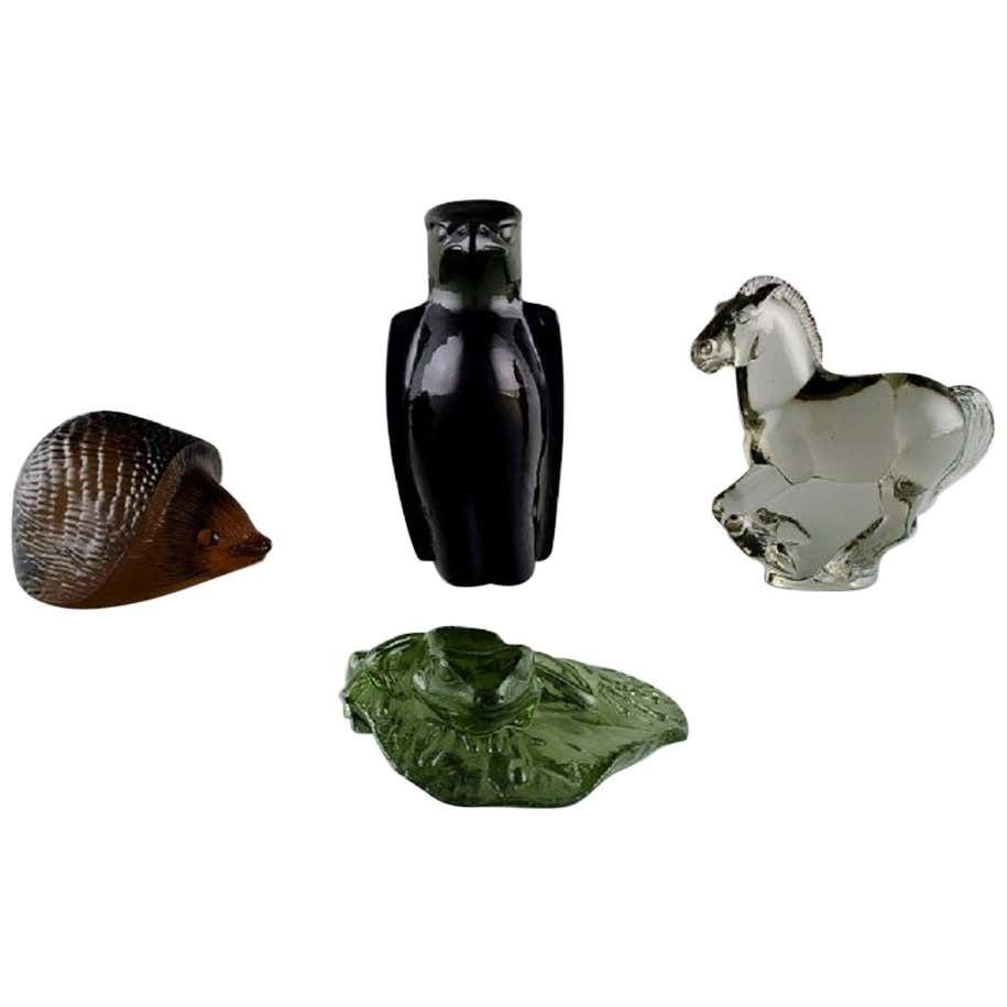 Paul Hoff For Swedish Glass, Four Figures In Art Glass, Wwf, 1980s
