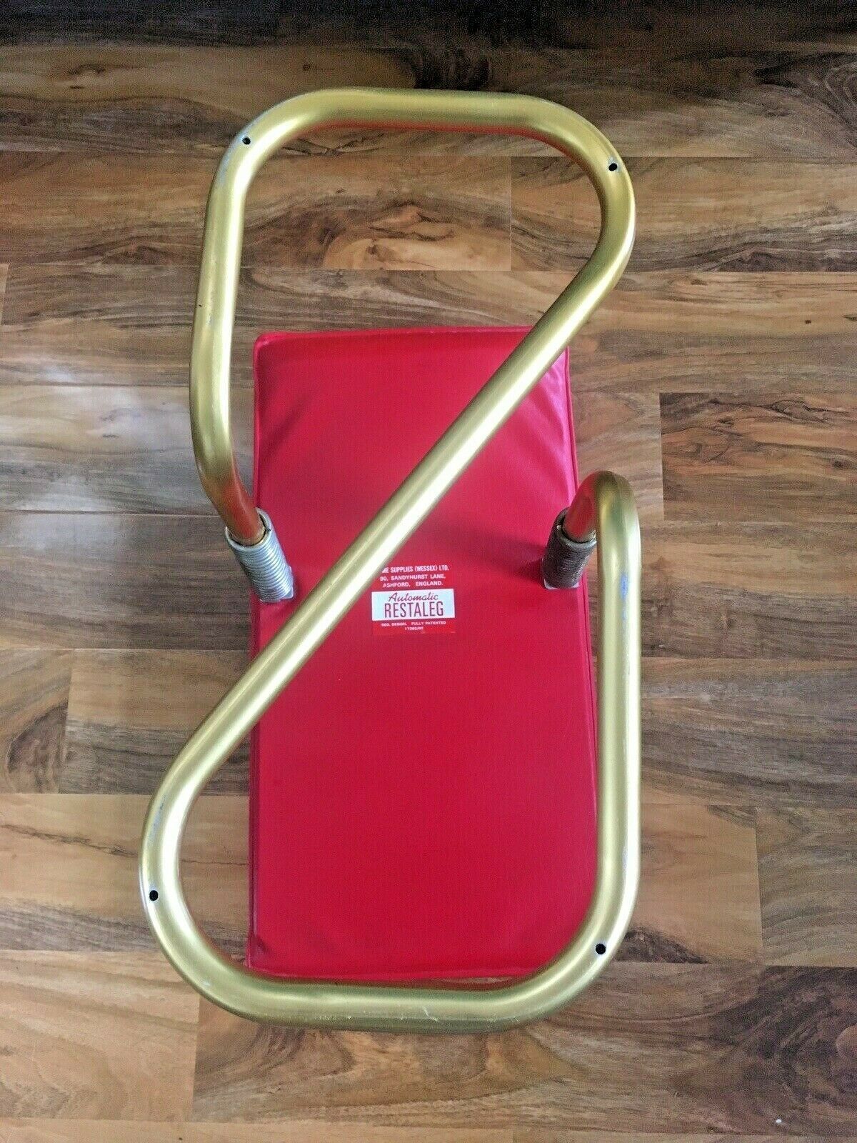 photo for sale Stylish Mid Century 1960's Automatic Restaleg Red Vinyl Foot Stool Pouffe 70's