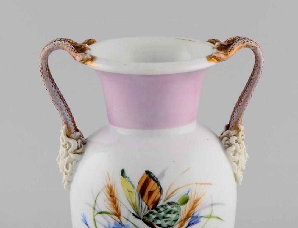 Antique Bing & Grøndahl Porcelain Vase With Hand Painted Butterflies And Flowers photo for sale