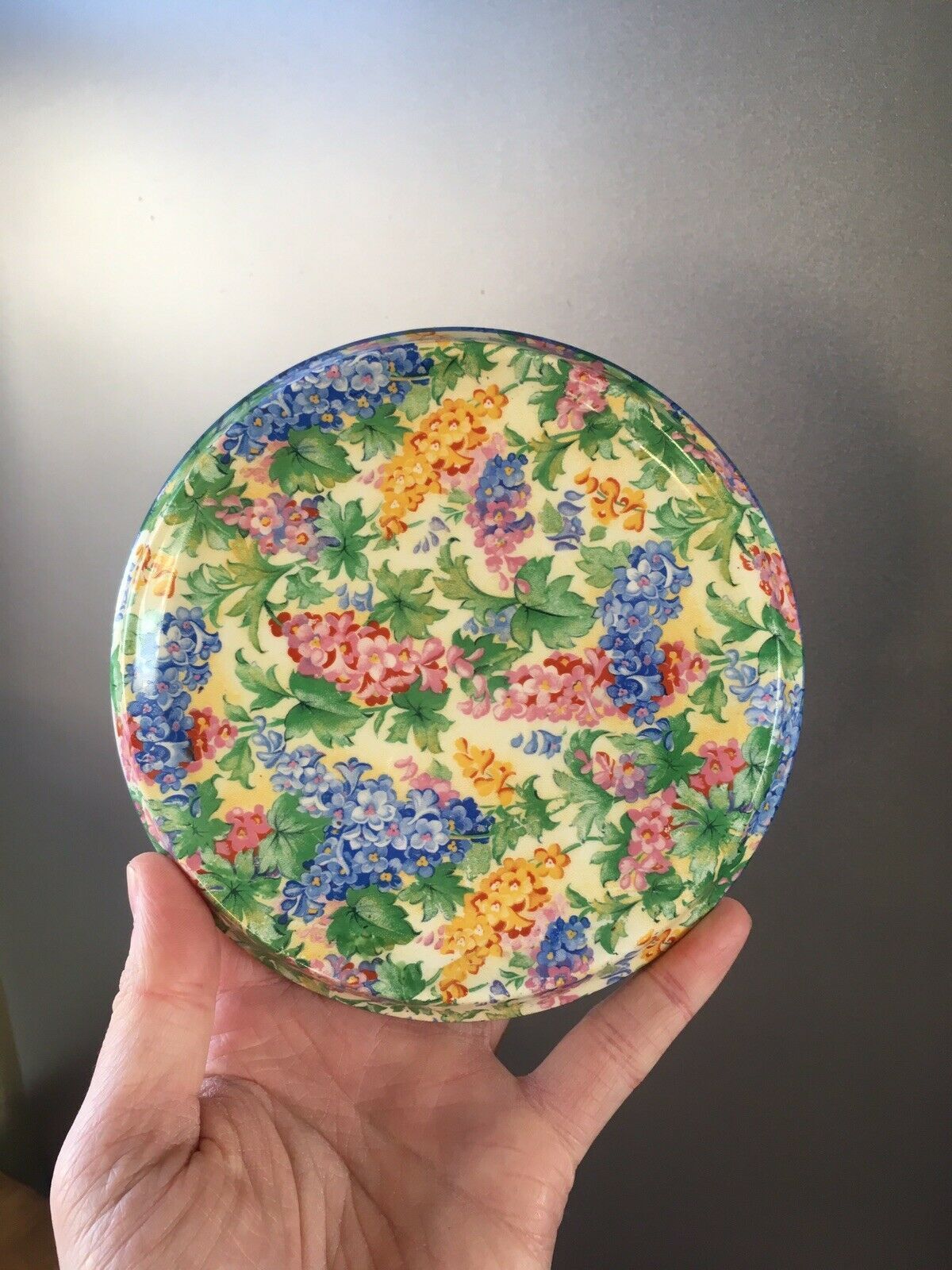 Rare C1938 Art Deco Royal Winton Somerset Floral Chintz Ajax Teapot Stand Trivet photo for sale
