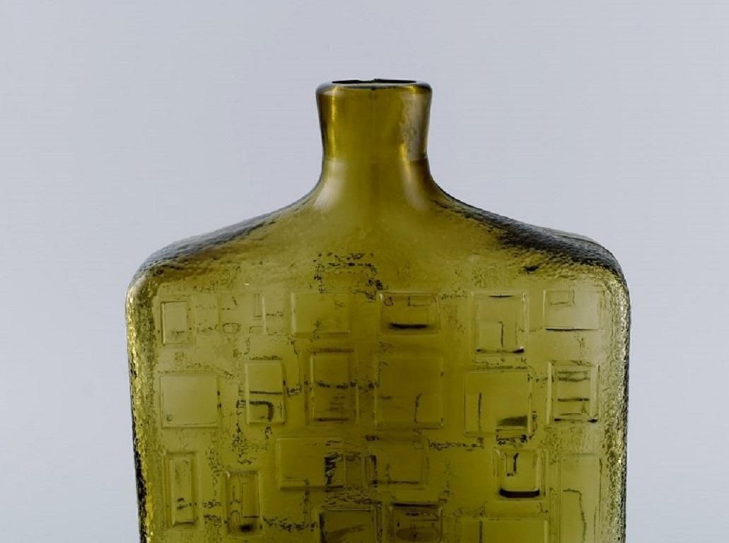 Italian Glass Art, Vase In Mouth Blown Art Glass With A Pattern Of Squares photo for sale