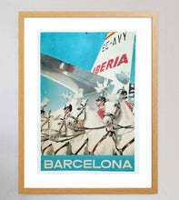 Beautiful Poster From 1955 Promoting Iberia Airlines Routes To Barcelona photo for sale