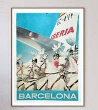 Beautiful Poster From 1955 Promoting Iberia Airlines Routes To Barcelona photo Art