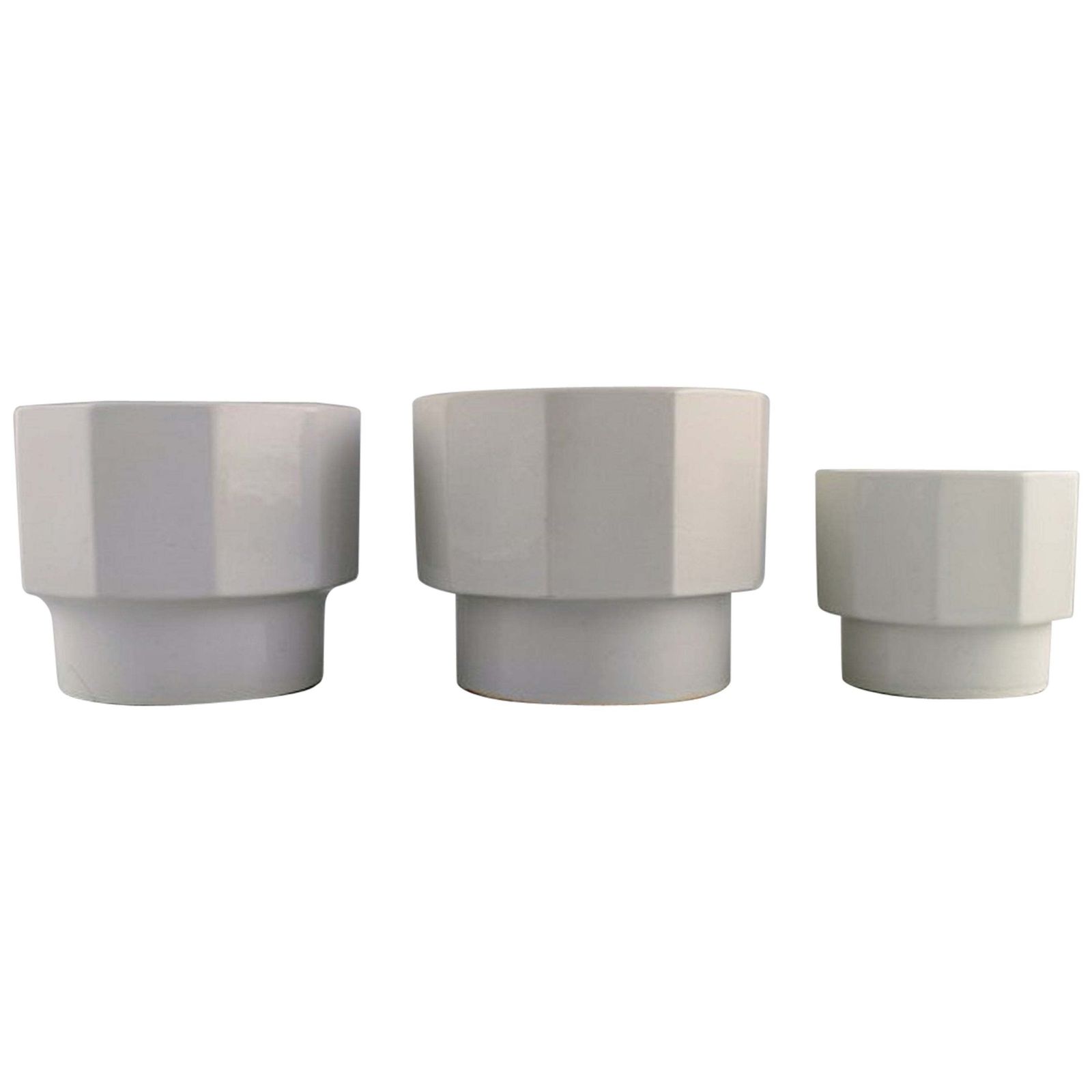 Erix Hennix For Gustavsberg, Three Plantina Flower Pots In Glazed Porcelain