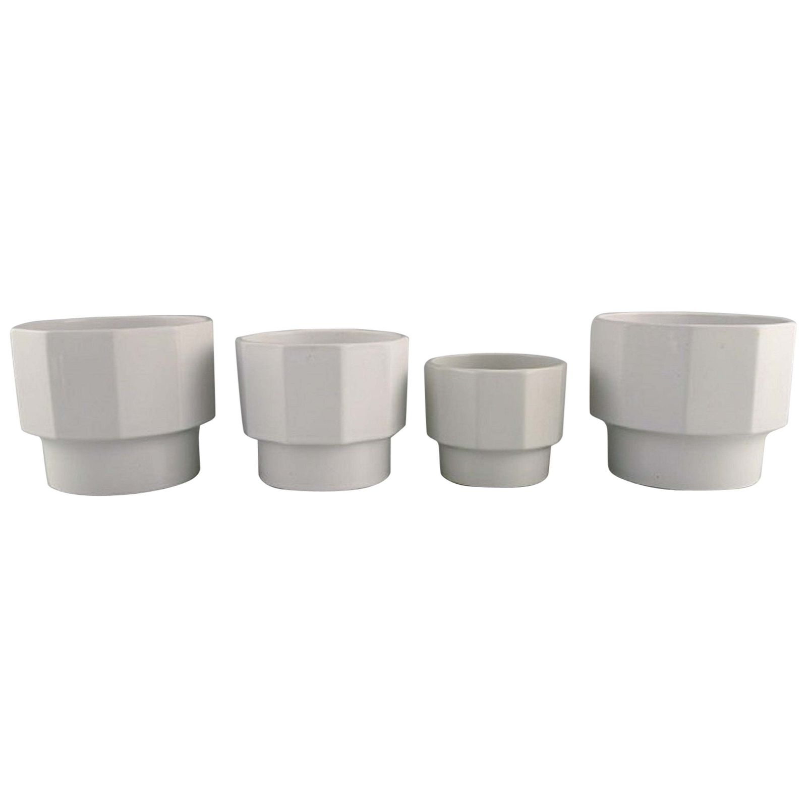 Erix Hennix For Gustavsberg, Four Plantina Flower Pots In Glazed Porcelain