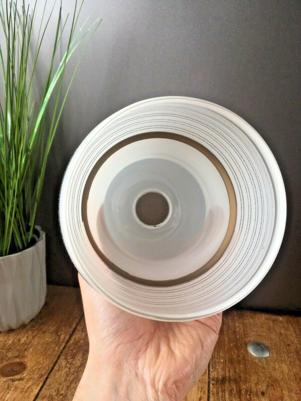 Retro 70's White Glass Gold Bands Striped Light Lamp Shade Mid Century Modern photo buy