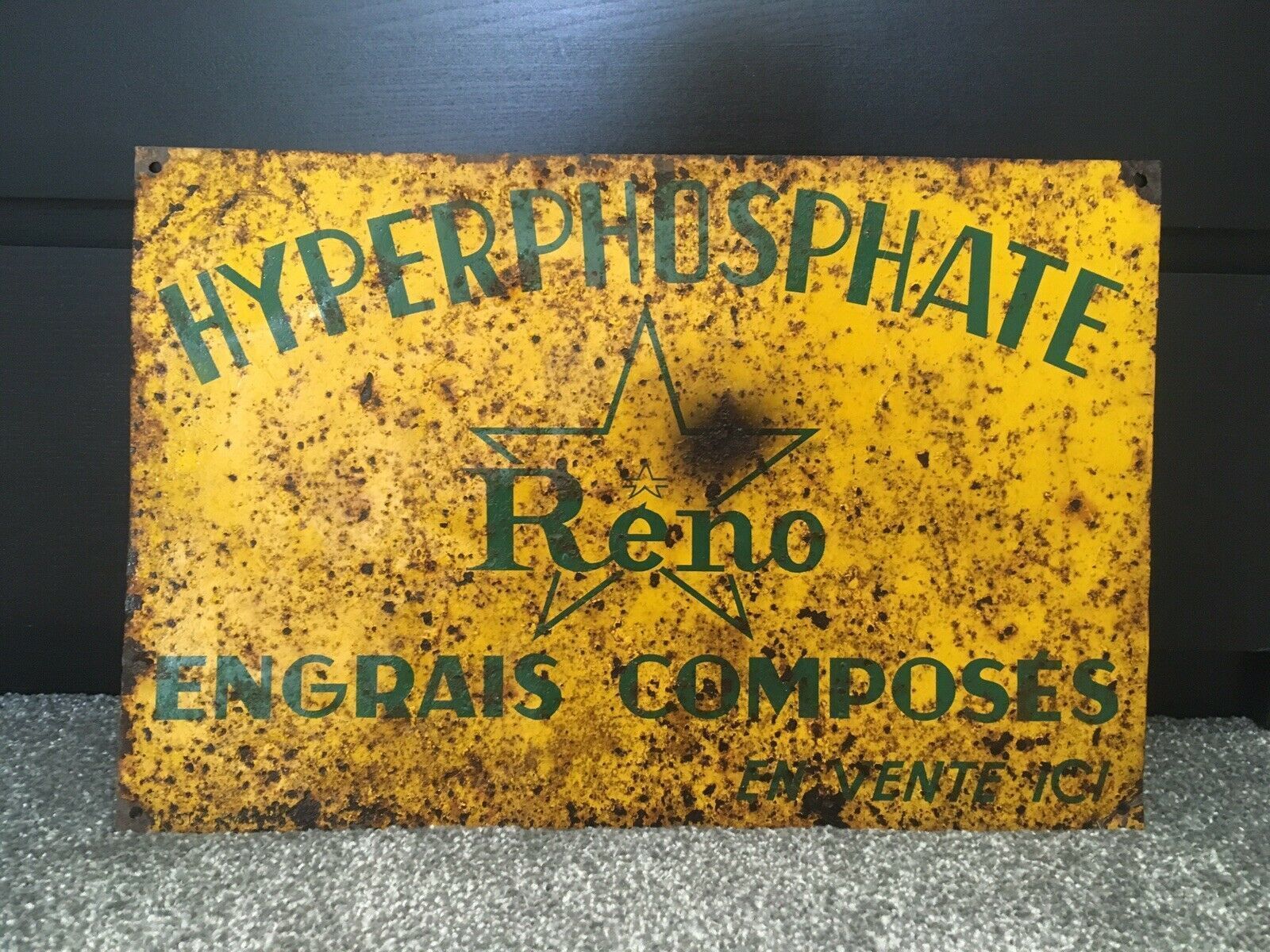 V.Rare French Yellow Reno Hyperphosphate Fertilizer Engrais Star Man Cave Sign photo buy