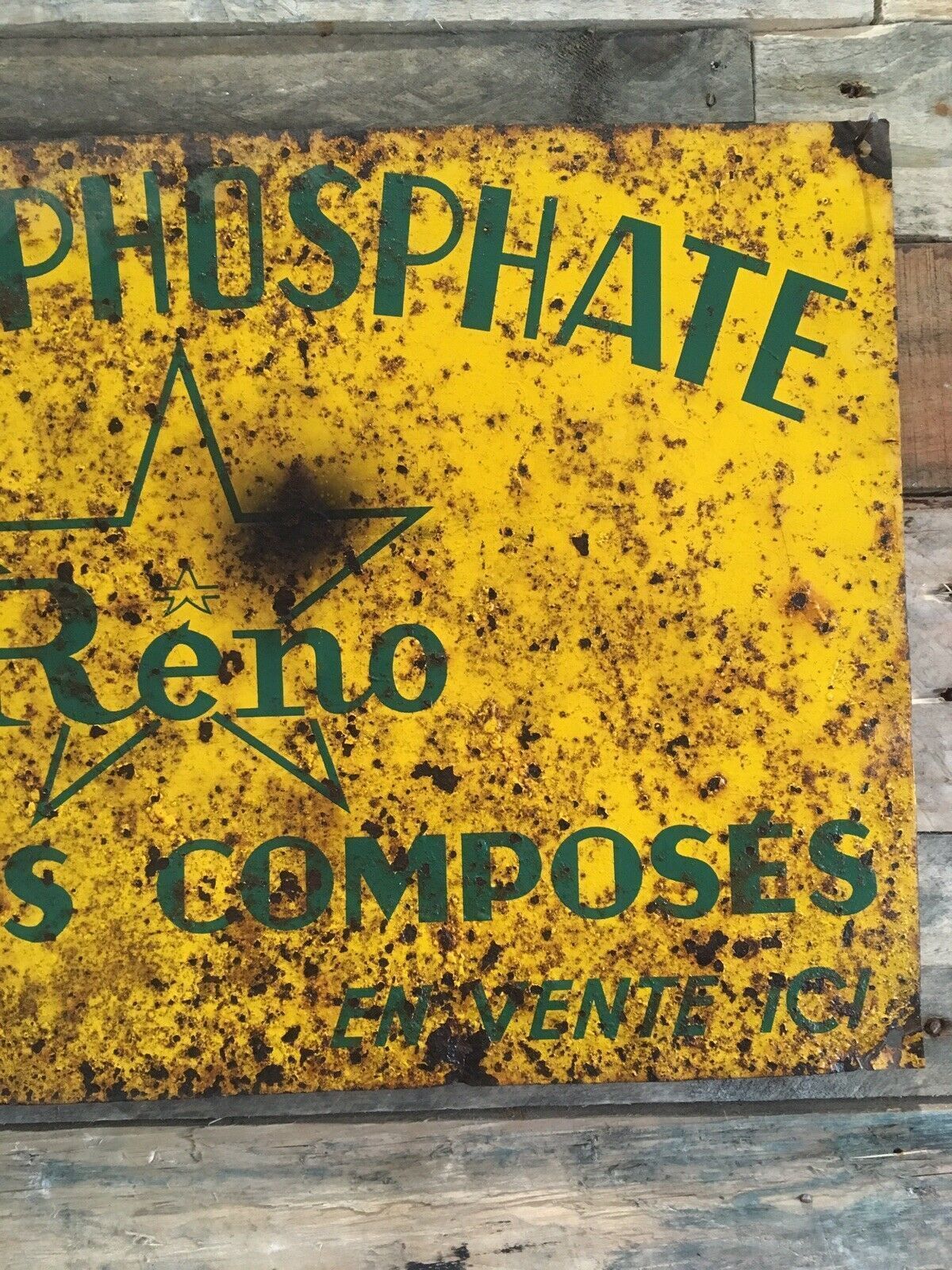 photo for sale V.Rare French Yellow Reno Hyperphosphate Fertilizer Engrais Star Man Cave Sign