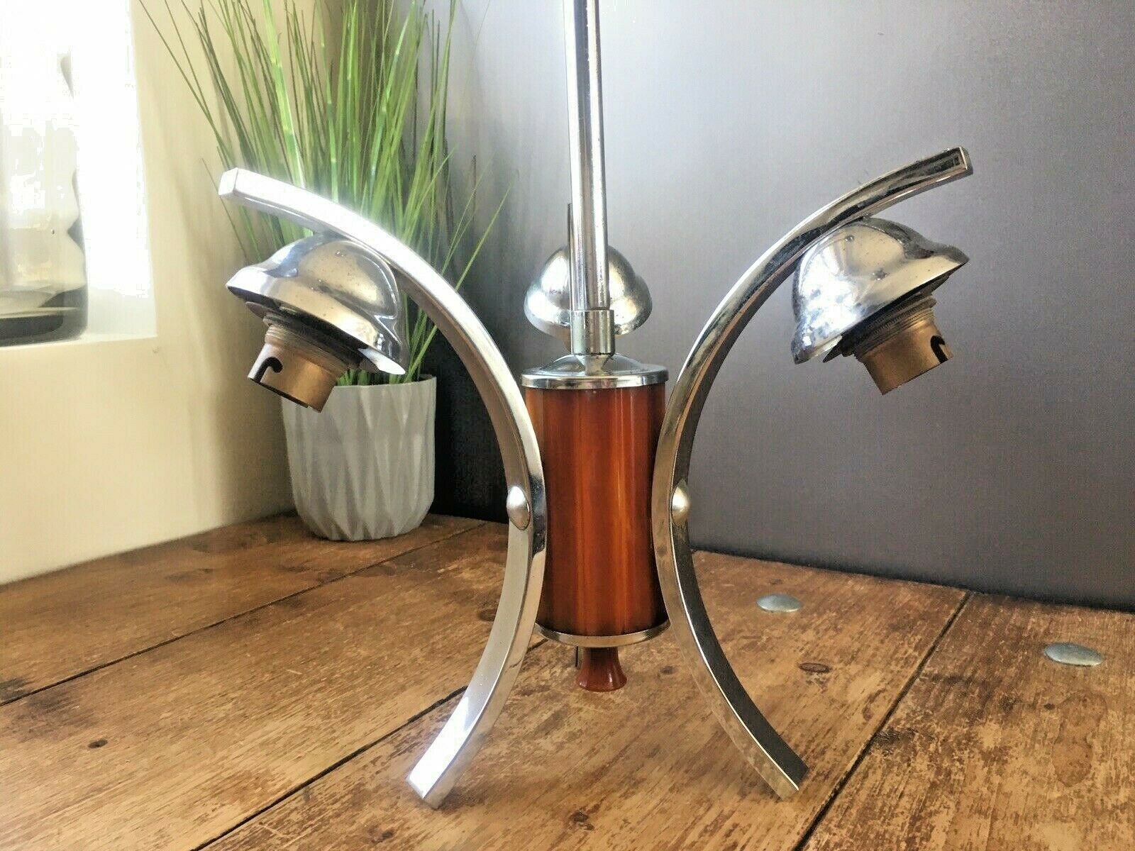 Mid Century Modern 60s Chrome & Lucite 3 Arm Arched Ceiling Light Italian Danish photo for sale