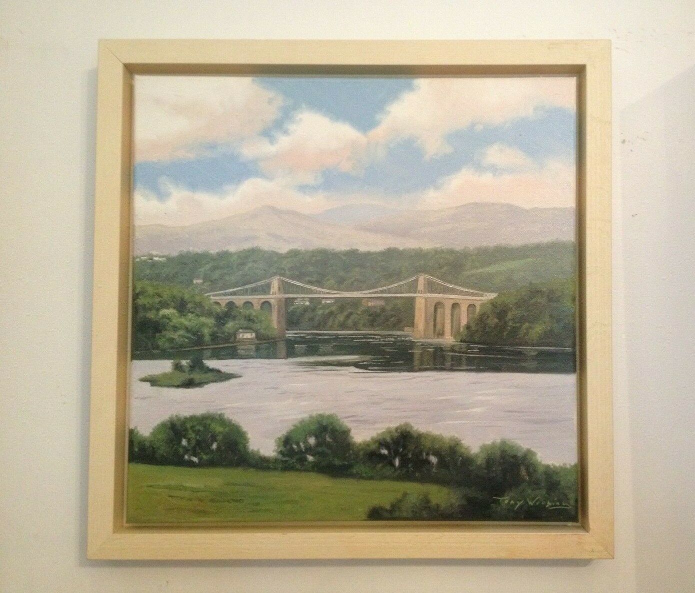 Gorgeous Original Tony Wooding Oil Painting Of The Straits Menai Bridge Anglesey