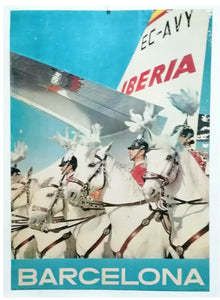 Beautiful Poster From 1955 Promoting Iberia Airlines Routes To Barcelona photo 665.0