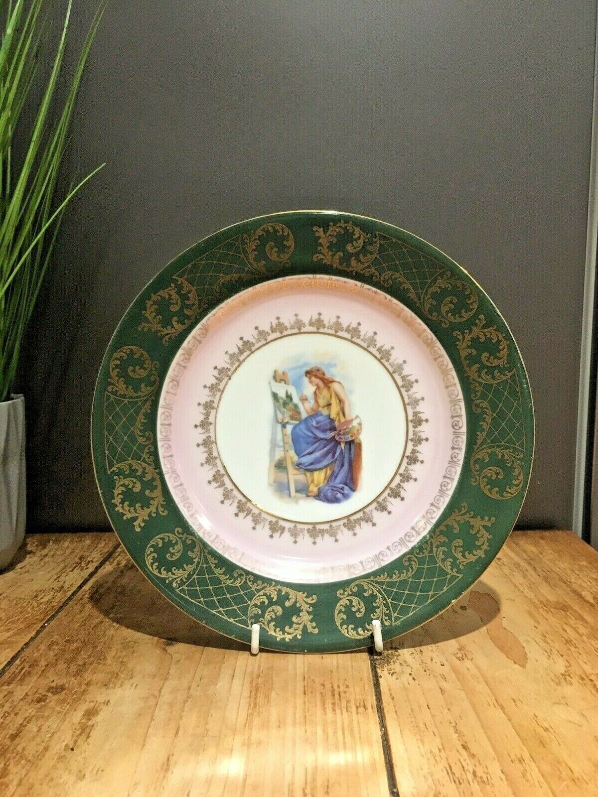 Pair Of 2 Antique Royal Vienna Porcelain Cabinet Plates Artists At Work Limoges photo Home Decor