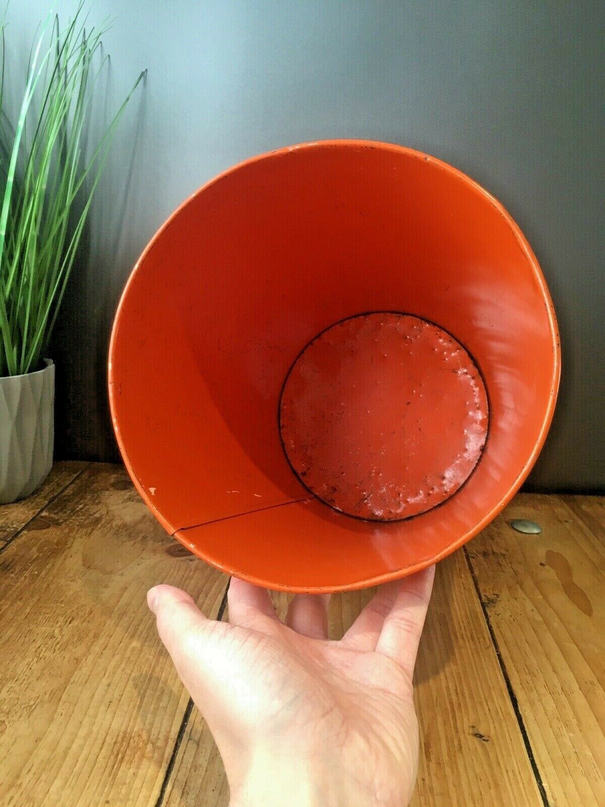 Retro 60's 70's Orange Floral Worcester Ware Tudor Tin Waste Paper Bin Scandi photo buy
