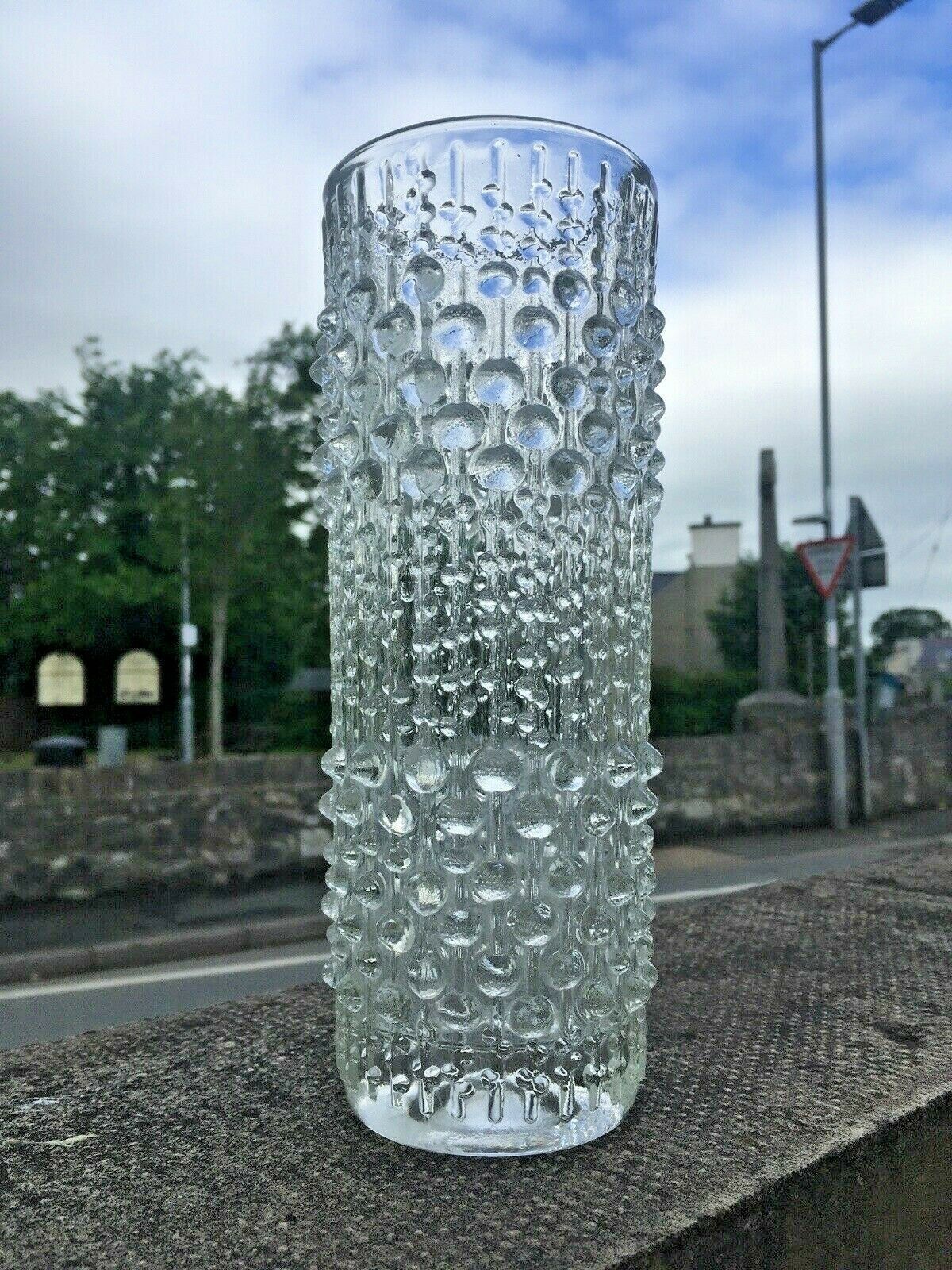 9" Mid Century 70's Czech Sklo Union Candle Wax Glass Vase Hermanova Hut Peceny photo furniture