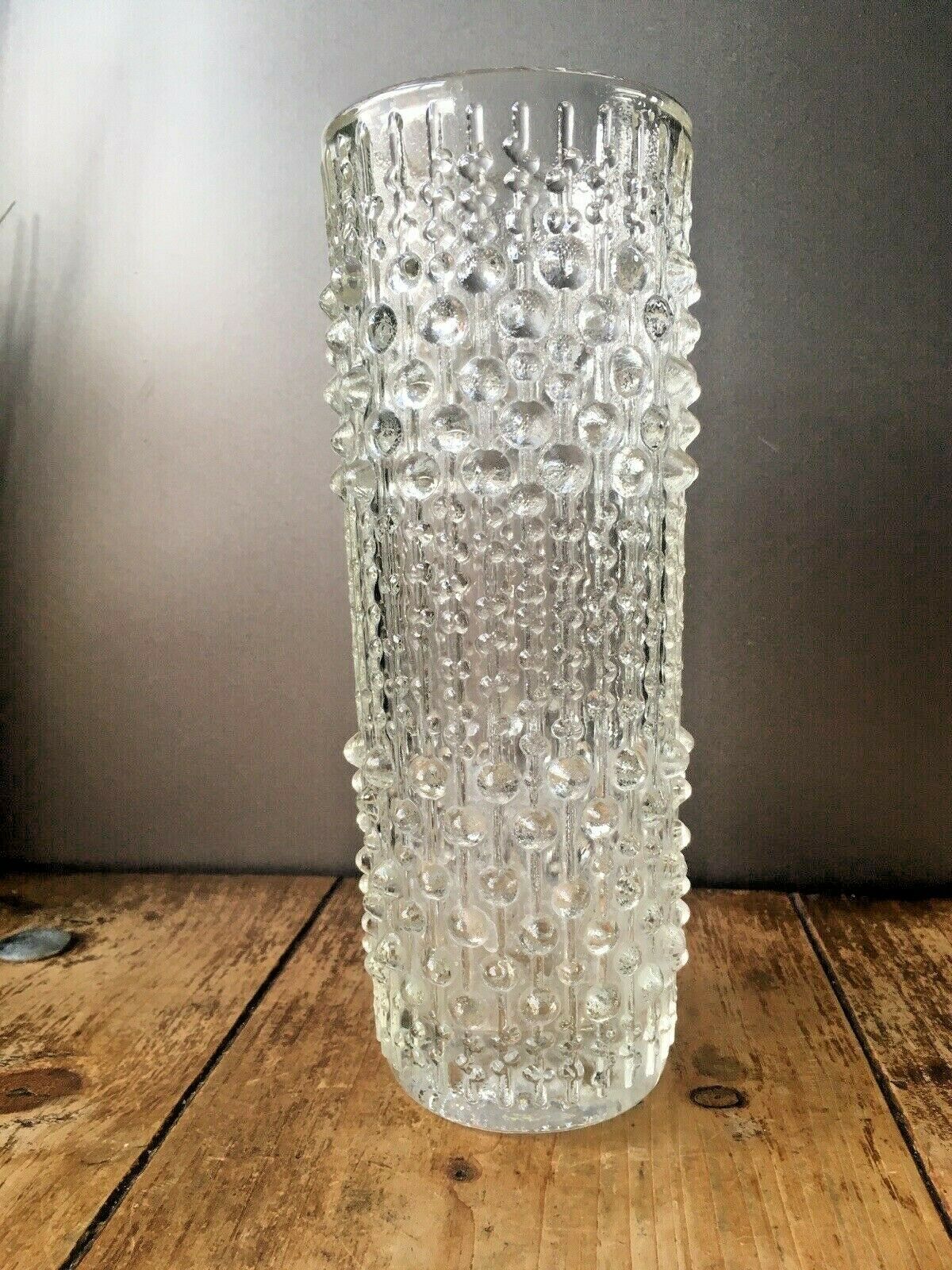 9" Mid Century 70's Czech Sklo Union Candle Wax Glass Vase Hermanova Hut Peceny photo for sale