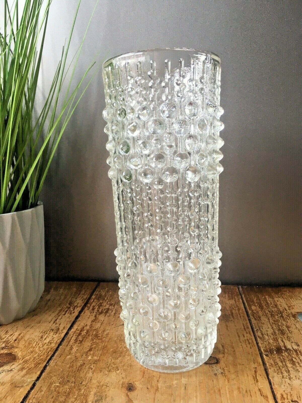 9" Mid Century 70's Czech Sklo Union Candle Wax Glass Vase Hermanova Hut Peceny photo Home Decor