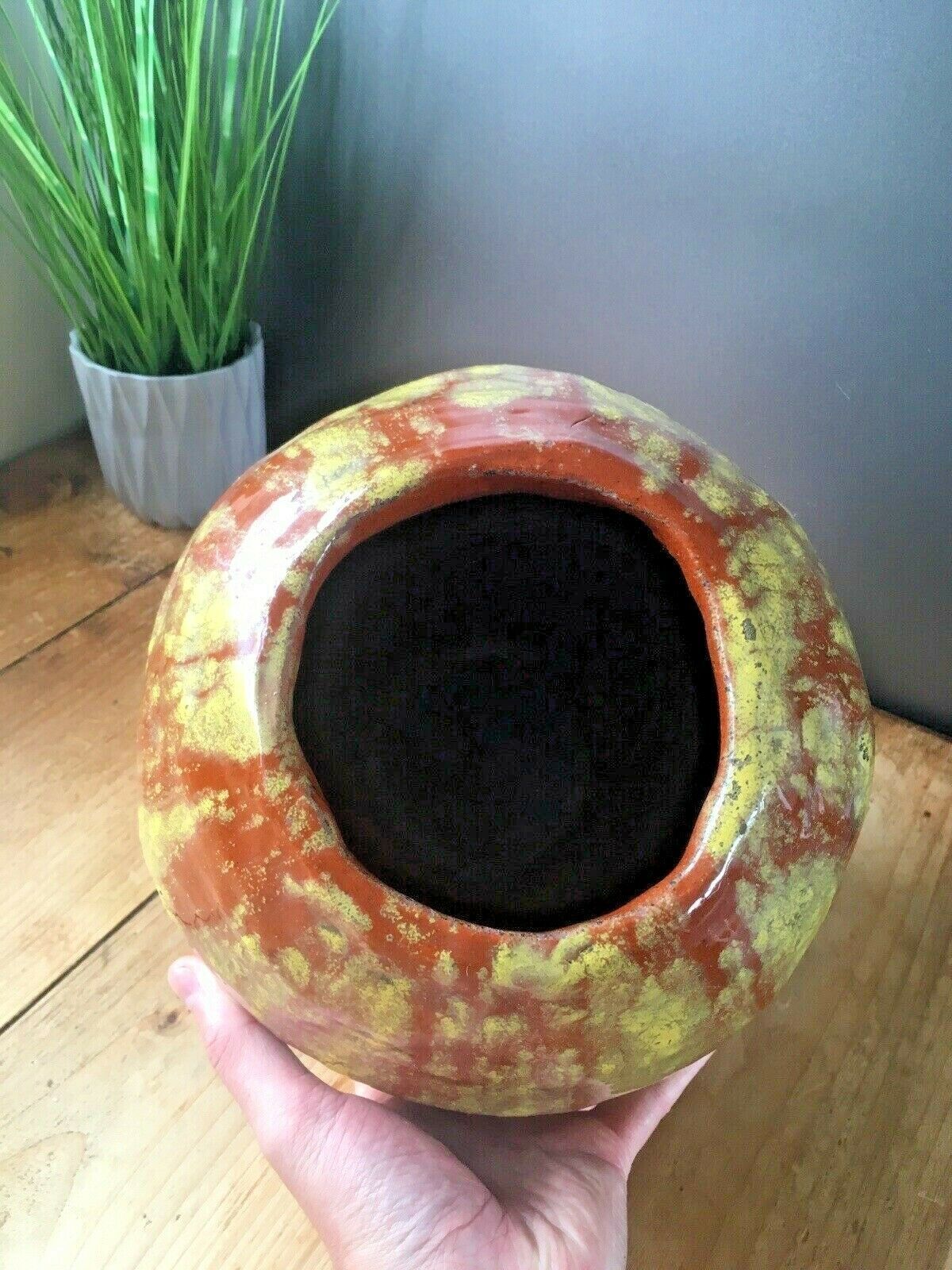 Large Decorative Heavy 6kg Striped Studio Pottery Vase Planter Pot Jardiniere photo vintage