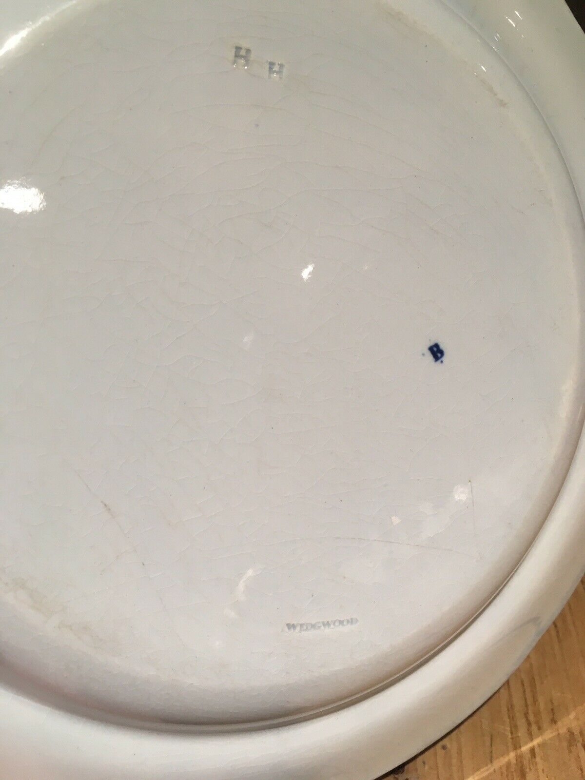 Rare Antique C1825 Wedgwood Blue & White Crane Pattern Chinoiserie Cabinet Plate photo for sale