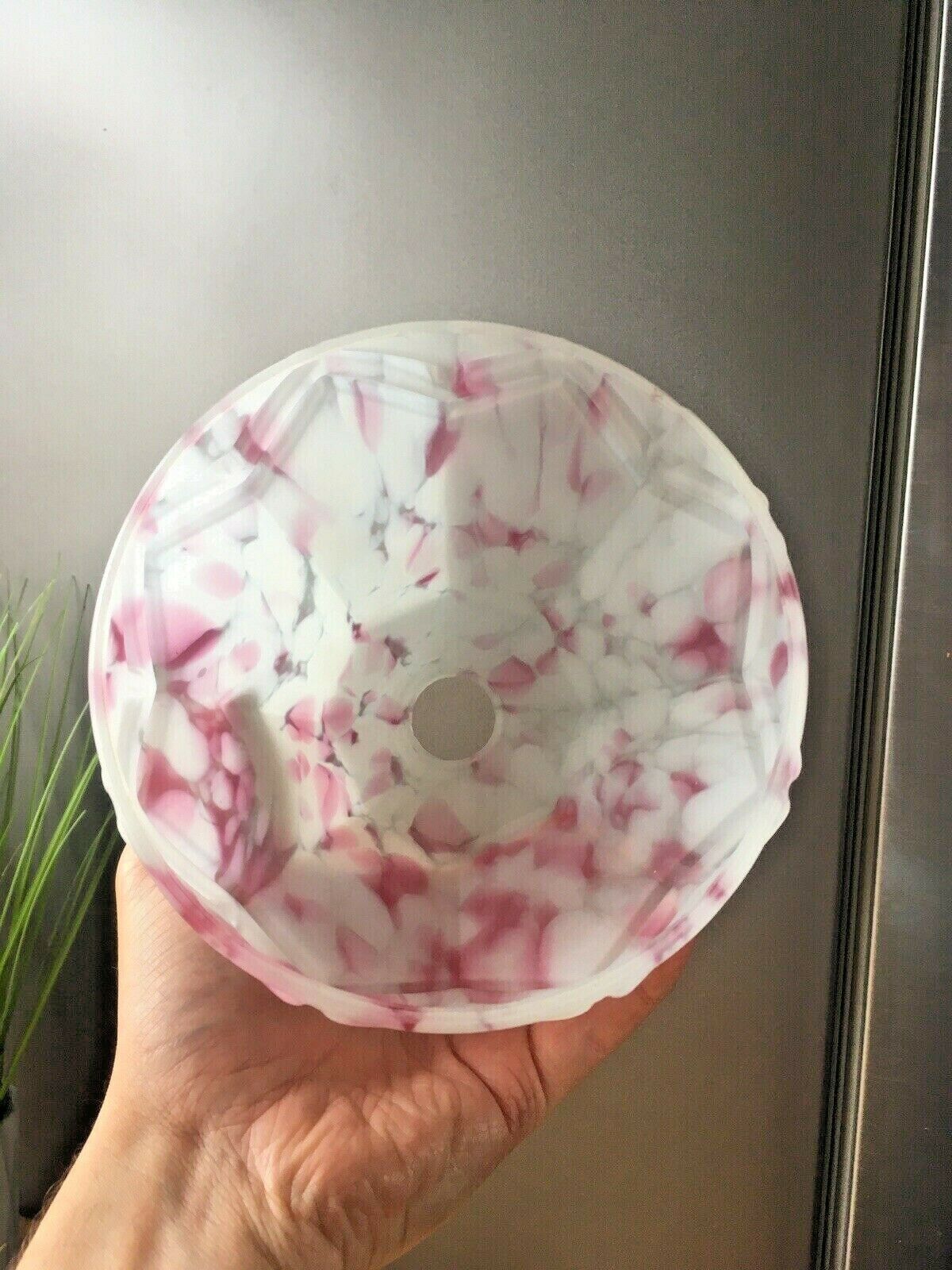 photo furniture Art Deco Pink Marbled Geometric Zig Zag Splatter Glass Ceiling Light Lamp Shade