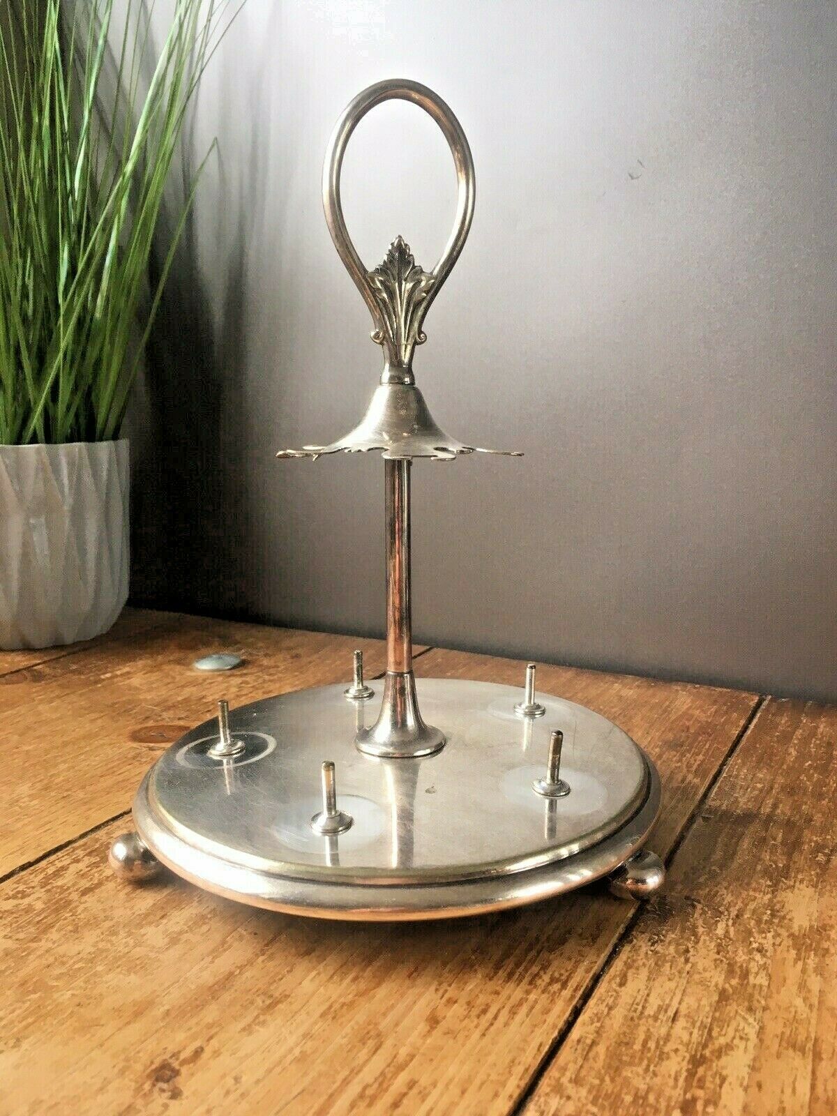 Antique C1872 91 Silver Plated Thomas White Of Sheffield 5 Egg Cup Set On Stand photo vinterior