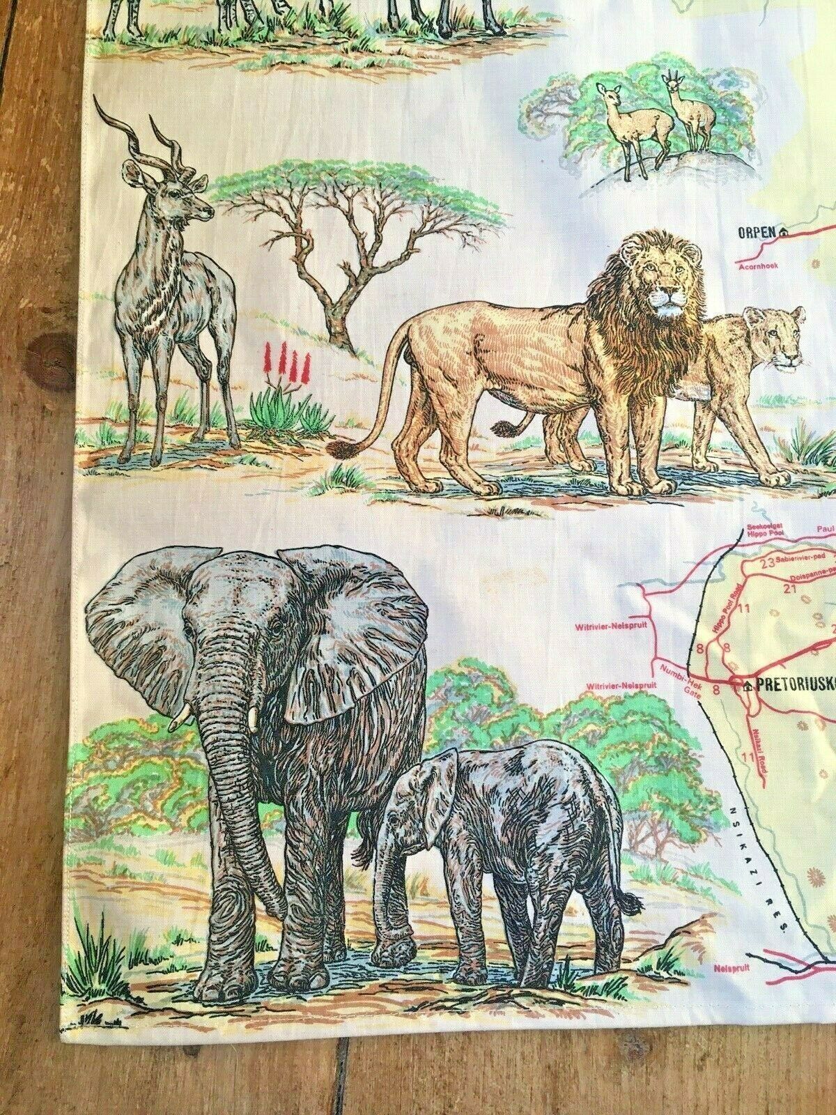 Rare 1970's Kruger Wildtuin Park Safari Map South Africa Wall Art Hanging Poster photo Art