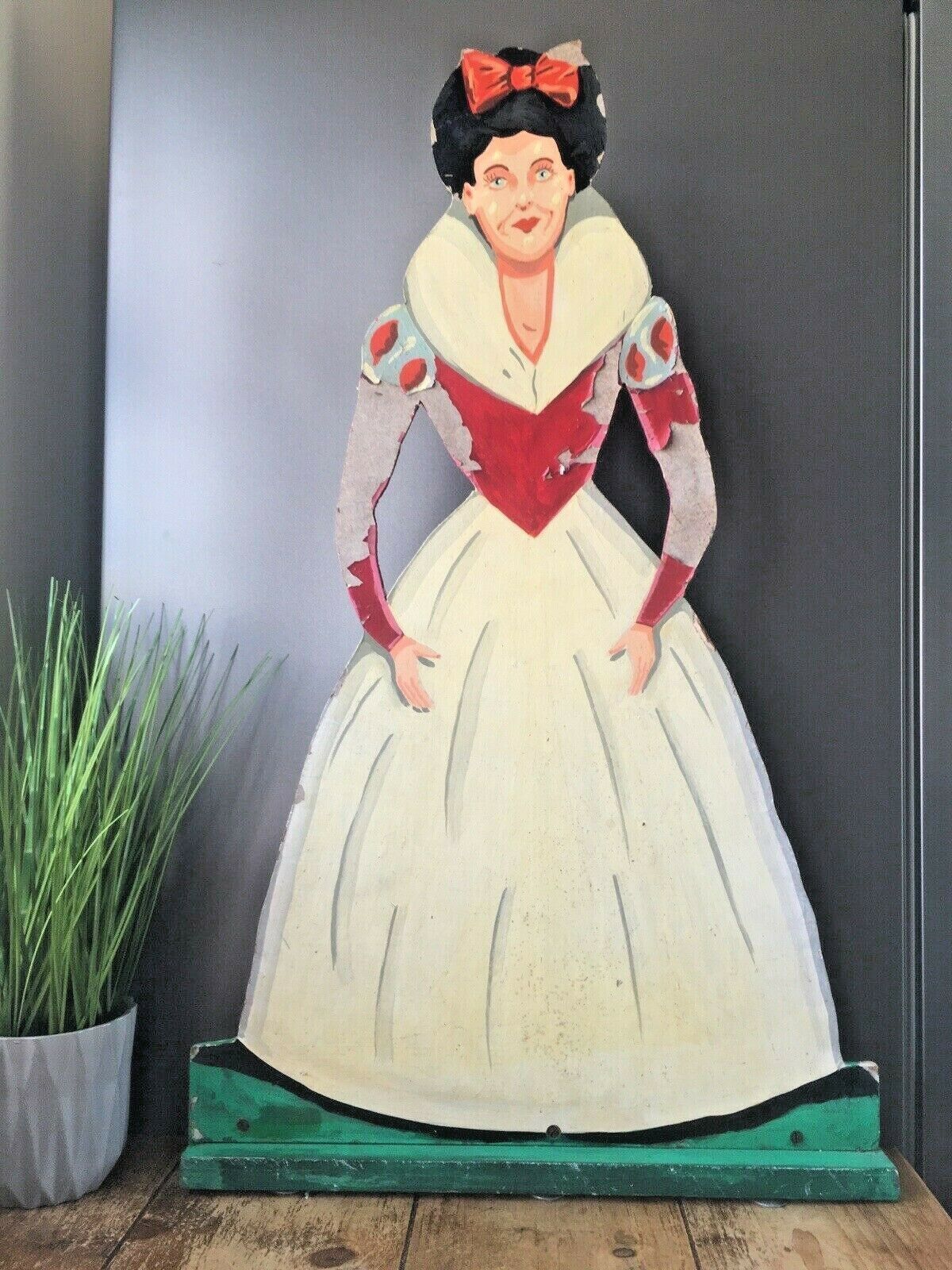 Large Vintage 1970's Snow White & The Seven Dwarfs Wooden Funfair Garden Display photo vintage
