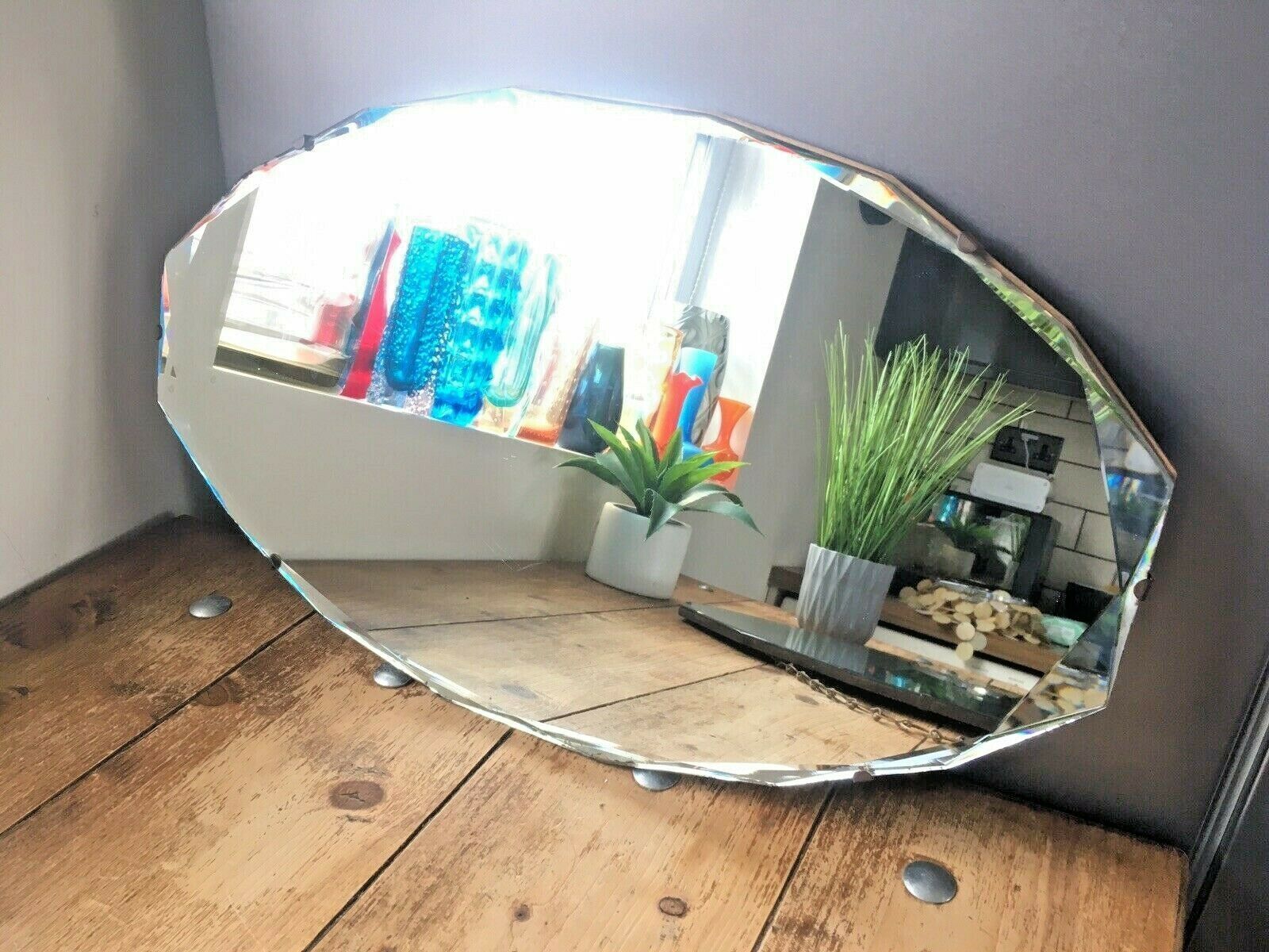 2 Gorgeous 1930's Art Deco Period Mirrors Multi Faceted Edge Near Pair 1920's photo vinterior