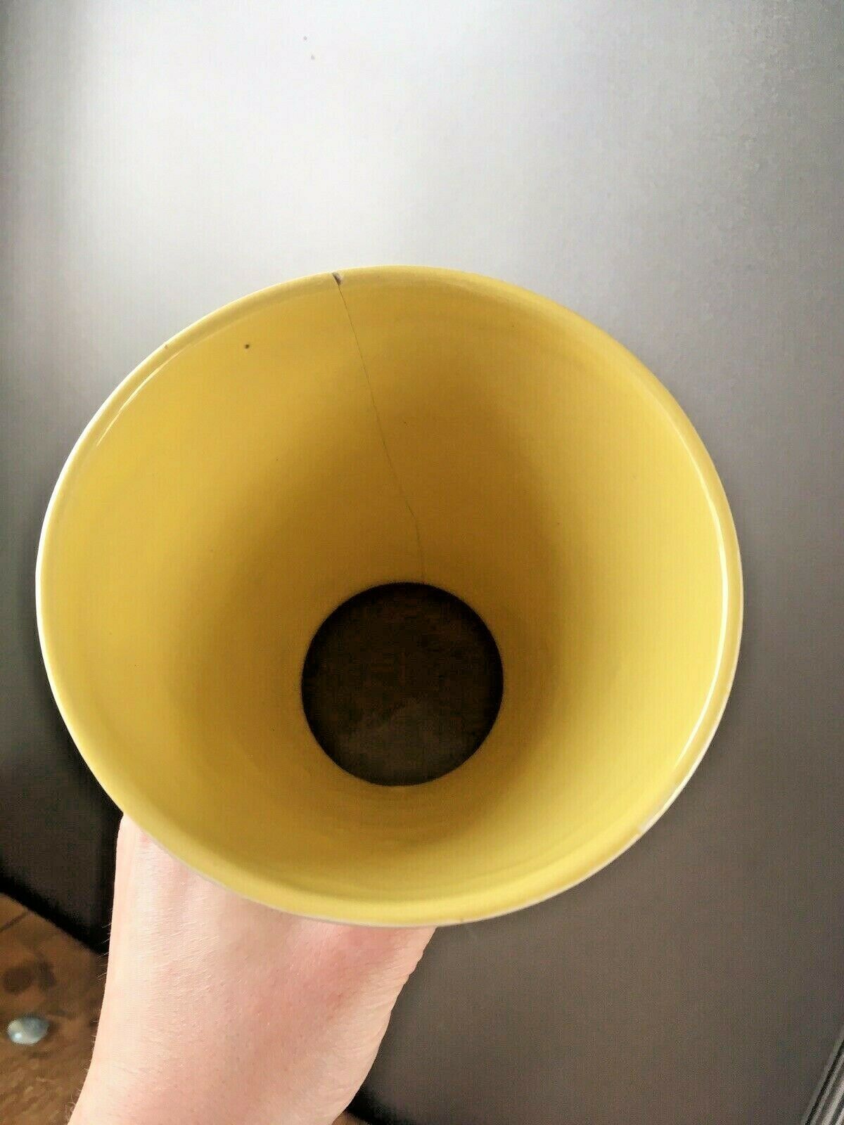 Large Mcm West German Or Italian Pottery Vase Green Orange Gingham Design Retro photo vinterior
