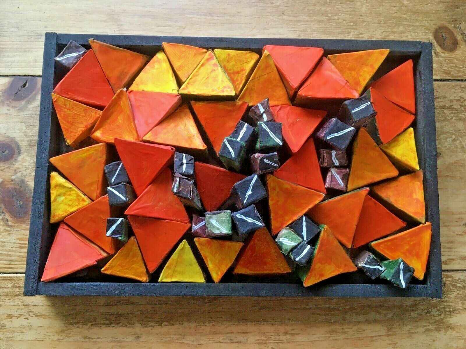 Small 3d Painting Wall Art Geometric Shapes Abstract Mcm Mid Century 60's Style photo vintage