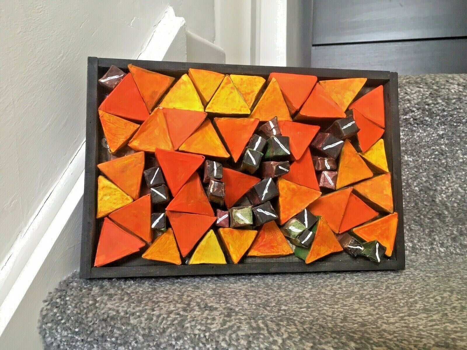 photo for sale Small 3d Painting Wall Art Geometric Shapes Abstract Mcm Mid Century 60's Style