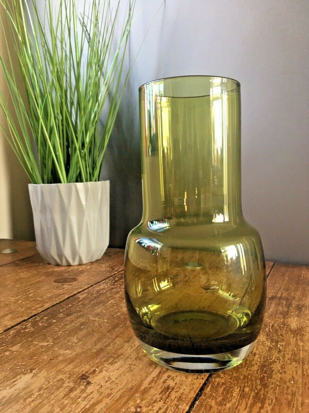 Retro 70's Riihimaki Tall Green Art Glass Vase 1483 Tamara Aladin Scandinavian photo vinterior