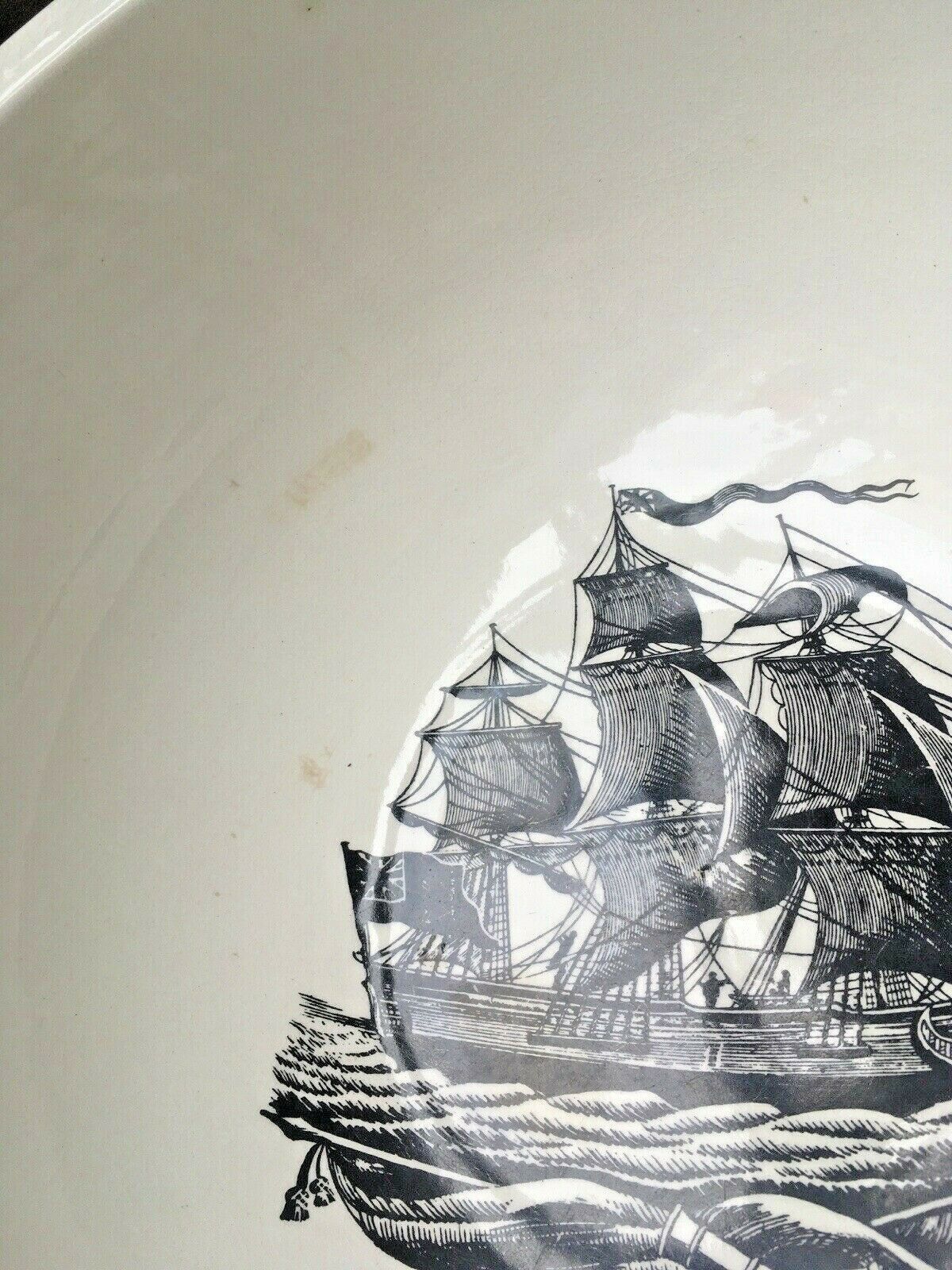Large Portmeirion Pottery Sailing Ships Clipper Boat Fruit Mixing Bowl Caroline photo for sale