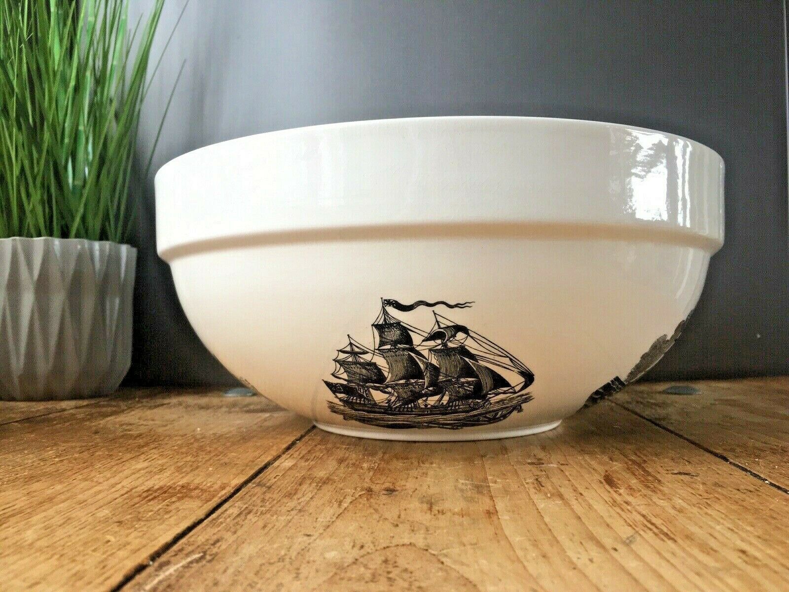 Large Portmeirion Pottery Sailing Ships Clipper Boat Fruit Mixing Bowl Caroline photo vintage