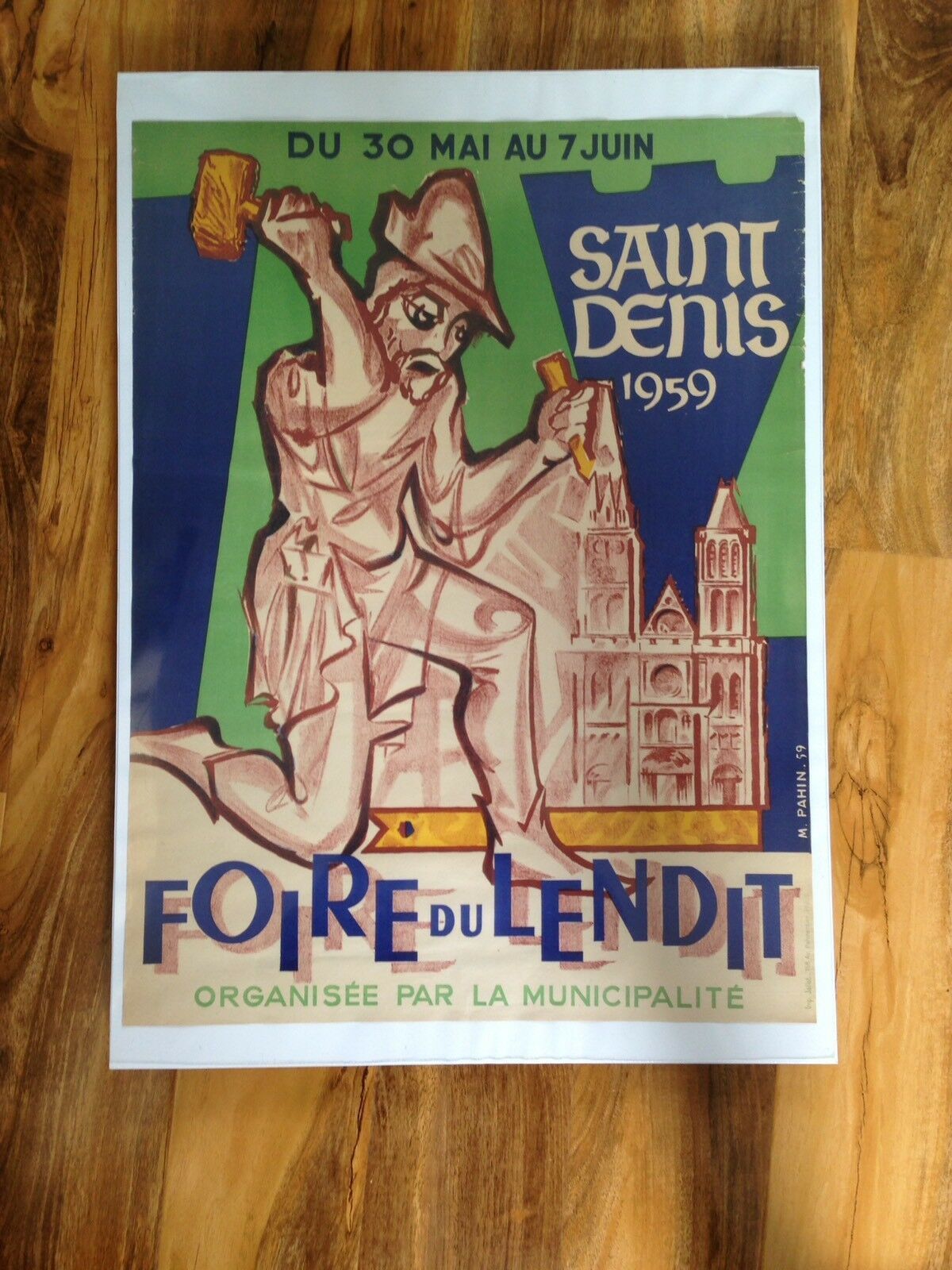 Large Unframed Original C1959 Saint Denis Foire Du Lendit French Poster Paris Mid Century photo furniture