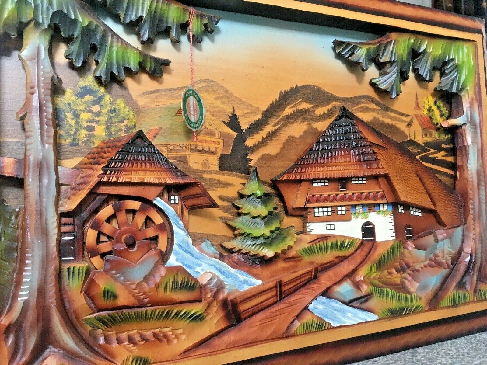 Original Ruks Blackforest 3d Adzed Diorama Water Mill Reuge Swiss Musical Movement photo vinterior