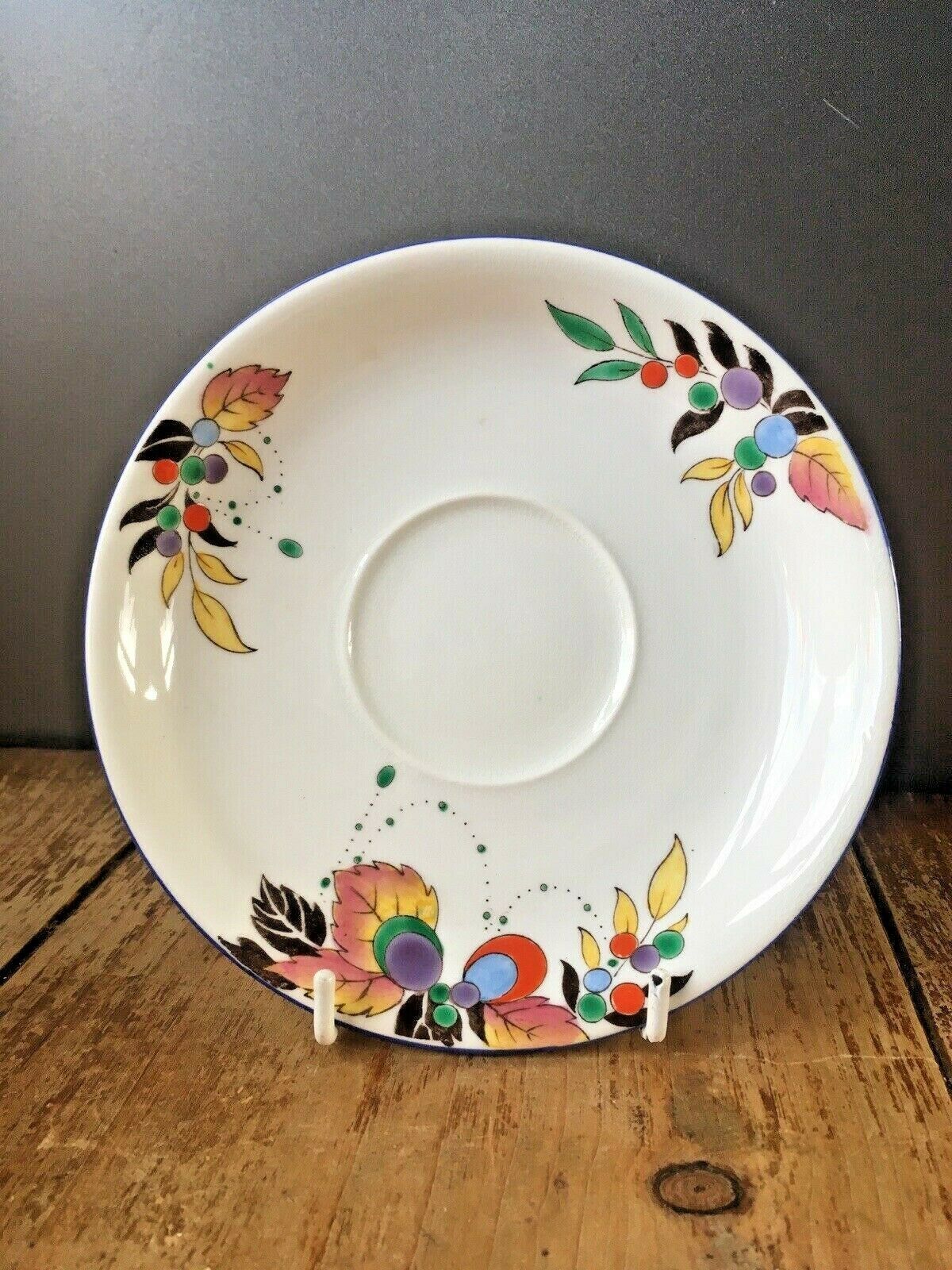 photo furniture Rare Art Deco Shelley China Autumn Leaf 11702 Pattern Trio Cup Saucer Sideplate